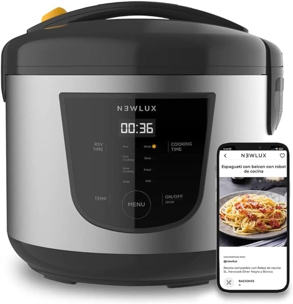 NEWLUX - Robot de Cocina Multifunción 5L SmartChef V50 con Cubeta Anti